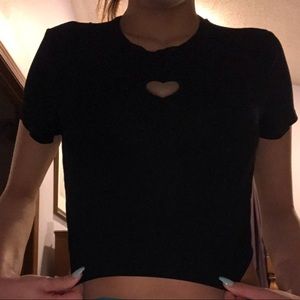 Heart Shape Cut Out Crop Top